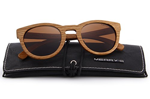 MERRY'S Polarized Full Frame Wooden Coated Floating Sunglasses Mens/Womens vintage Eyewear S5268 (Brown, 48)