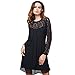 vanberfia Women's Lace Patchwork Casual Mini Chiffon Dress