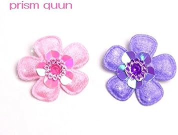 Amazon キラキララメフラワー 全２色 犬用リボン バレッタ パープル Prism Quun プリズムキューン ヘアアクセサリー 通販