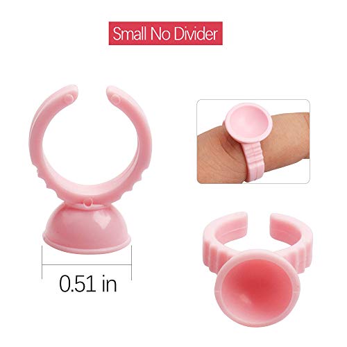 200 Pack Disposable Glue Ring Cups Eyelash Extension Tools Plastic Nail Art Tattoo Adhesive Pigment Holders, Pink, Small Size
