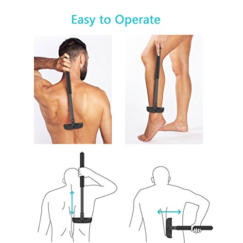 Back Shaver Xpreen Adjustable Back Hair Shaver Body Shaver for Men Upgraded Back Razor Back Hair Removal for Dry & Wet Use