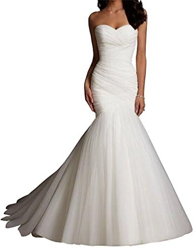 CharmingBridal Mermaid Strapless Pleat Wedding Dress Bridal Gowns WD001