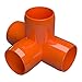 FORMUFIT 1/2” 4-Way Tee Furniture Grade PVC Fitting in Orange, Made in USA, UV-Resistant, Impact-Proof, 0.840” Actual Socket Diameter (Pack of 10) - F0124WT-OR-10