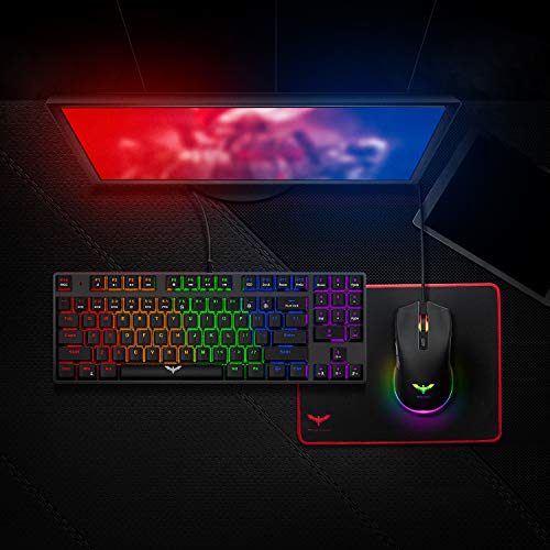 Havit Mechanical Keyboard and Mouse Combo Wired 89 Keys Backlit Gaming Keyboard Red Switch, 4800 