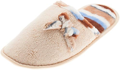 ComfyWear Womens Chenille Plush Lined Cozy Soft Clogs Indoor House Slippers, Beige 08