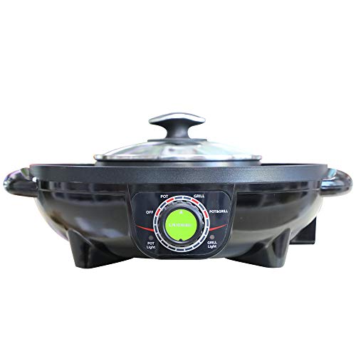 LIVEN Electric Grill with Hot Pot, Nonstick coating surface, Hot Pot