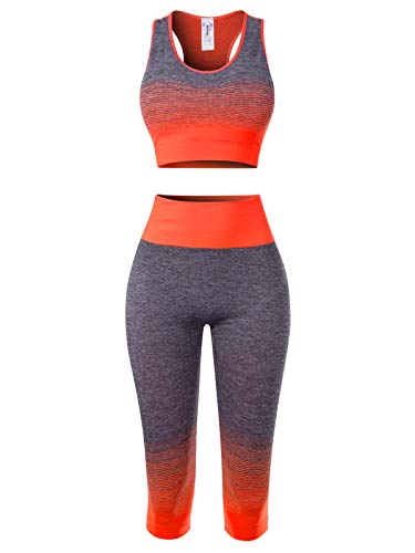 image for MixMatchy Women's Two-Piece Sports Bra + Capri Leggings Gym Yoga Wear 