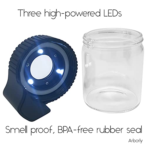 LED Storage Jar with Light Magnified Glass Jar 10X Magnifying Glass