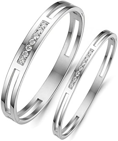 Dixivi Jewelry a Pair Stainless Steel Couple Bangles Bracelets Lover's Gift