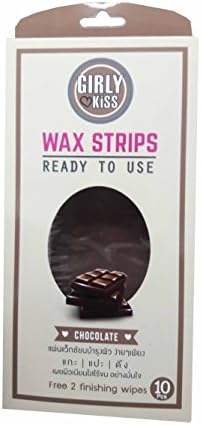 Chocolate Girly Kiss Wax Strips, say goodbye to stubble and hello softness. Ready to use just rub, peel and go. (10 Pcs./ pack. and free 2 finishing wipes.)..