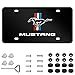 Mustang Logo Black Sturdy Stainless Steel Front License Plate,with Screw Caps Cover Set Suit，Applicable to US Standard car License Frame for Ford Mustang.（Print）