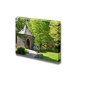 Canvas Prints Wall Art - Brick Gazebo in Lush Green Garden Setting | Modern Wall Decor/Home Decoration Stretched Gallery Canvas Wrap Giclee Print. Ready to Hang - 12" x 18"