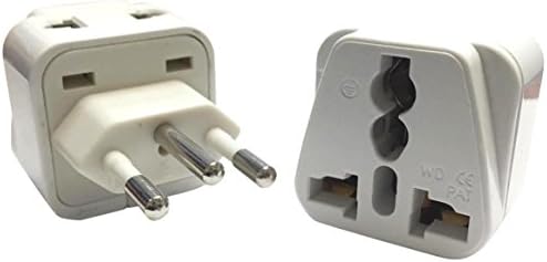 Ckitze Brazil Travel Grounded Universal 2 Inputs USA Power Plug Adapter - Type N - CE Certified for Mobile Cell Phone, Laptop, Tablet Chargers and More