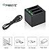 MIBOTE Rechargeable Battery 3 Pack x 1500mAh and Triple Charger for GoPro Hero 5 Black, Hero 6 Black, Hero 7 Black, Hero (2018) (Fully Compatible with Original Camera)
