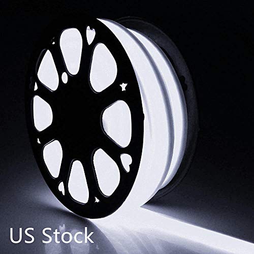 US Stock LED Rope Lights, Flat Flexible LED Light Strip Kit Waterproof Light 110V Indoor/Outdoor Use, Inter-Connectable Decorative Lighting for Kitchen Backyards Garden Party (50FT, Natural White)