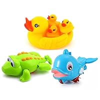 AYCQ Bathtub Bath Toy for Kids,Swimming Dolphin Crocodile Rubber Duck Floating Baby Bathing Tub Pool Toy loating with Water Squirter