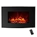 IKAYAA Wall Mounted Electric Fireplace, 35 Inch Wall Hanging 3D LED Flame Fireplace Heater, Function with Thermostat Timer Overheating Protection, Adjustable 1500W Heater with Remote Control, Black