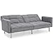 Best Choice Products Living Room Convertible Linen Fabric Tufted Splitback Sleeper Plush Futon Couch Furniture w/ Pillows - Dark Gray