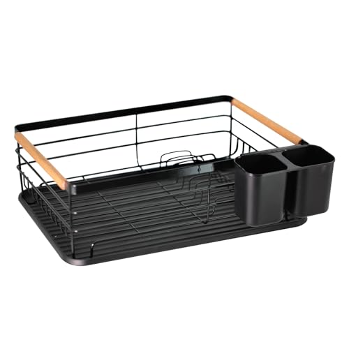 Yangzi - Escorredor Metal Com Madeira Preto Yangzi 24730