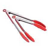 OTHERMAX Silicone Kitchen Tongs Set With Silicone Tips, Heavy Duty And Heat Resistant Cooking Tongs For BBQ, Salads,Grilling,Serving And Fish Turning