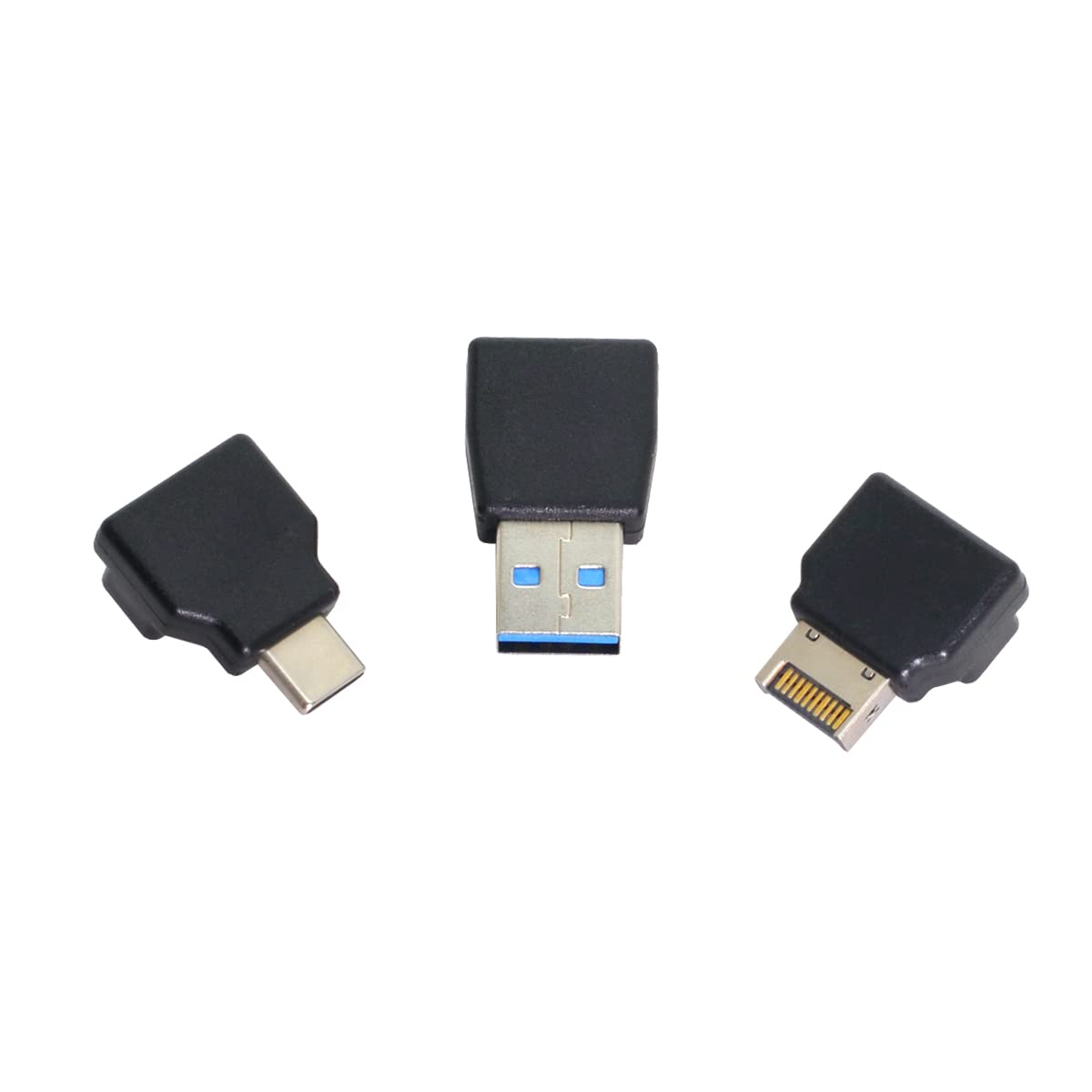 cablecc 3pcs USB 3.1 Front Panel Header Female Type-E to Male Type-A, Type-C USB-C Motherboard Extension Data Angled Adapter