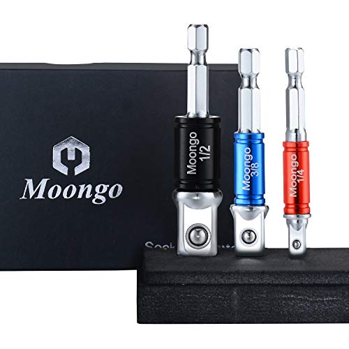 Moongo Tool Power Hand Tools Impact Sockets Adapter Set, Hex Square Nuts Driver Drill Socket Extension Bit Adapter Socket Wrench Adapter Set 1/4" 3/8" 1/2" drive - Thumbnail 7
