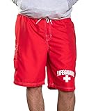 Officially Licensed Red LIFEGUARD® Men's Board Shorts Swim Trunks