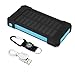 FLOUREON 10,000mAh Solar Charger Power Bank Portable Phone Charger External Battery Charger with Dual 2.1A USB LED Flashlight for iPhone X/8/7/ 6s Plus, Samsung Galaxy S8/ S7/ S6 and More (Blue)
