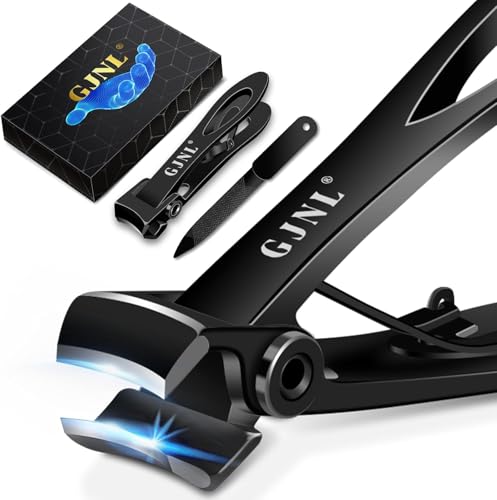 Nail Clippers for Men Thick Nails - 16mm Sharp Wide Jaw Opening Toenail Clippers for Seniors Thick Nails Cutter, Black