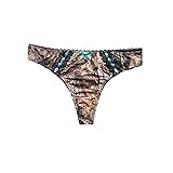 Women's Thong Pantie Mossy Oak Breakup Country Camo with Aqua Accents (X-Large)