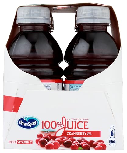 OCEAN SPRAY 100% JUICE, CRANBERRY JUICE, 10 OUNCE BOTTLE (PACK OF 6)