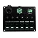 Switch Panel Boat Car Marine Switch Panel 6 Guang , TEQStone LED Rocker Blank Switch Panel with Circuit Breakers&Digital Voltmeter+12V Cigarette Socket & USB Power Charger Adapter (Green)