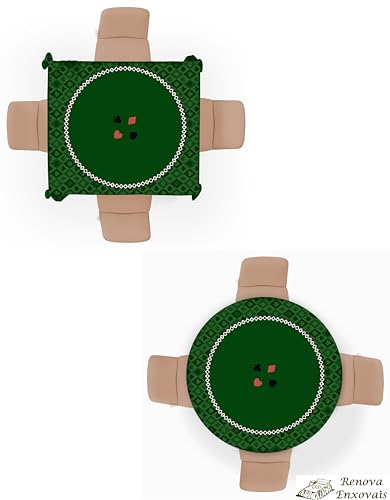 Toalha De Mesa Aveludada Para Jogar Baralho Estampa De Cartas Truco Carteado Tema Poker Serve Em Mesa Quadrada ou Redonda Para 4 Lugares - 1,60 x 1,60 m - Renova Enxovais