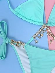 MakeMeChic Women's Halter Tie Side Triangle Bikini