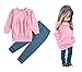 C&M Wodro Toddler Girls Clothes Winter Warm Long Sleeve Tops+Long Pants Set (Pink, 3T (2-3 Years))