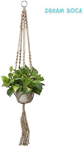 Plant Hanger Macrame Leg 40 Inch with Beads Best Recommended Plant Hanger Rope for Indoor Outdoor Patio Deck Ceiling Pots Versatile Handmade Knotted Plant Hanger (Gray)
