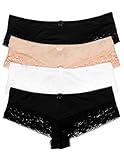Caramel Cantina Classic Solid and Lace Boy Leg Hipster Panties 4-Pack