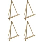 U.S. Art Supply 12" High Natural Wood Display Stand A-Frame Artist Easel (Pack of 4) - Adjustable Wooden Tripod Tabletop Holder Stand for Canvas, Painting Party, Kids Crafts, Photos, Pictures, Signs
