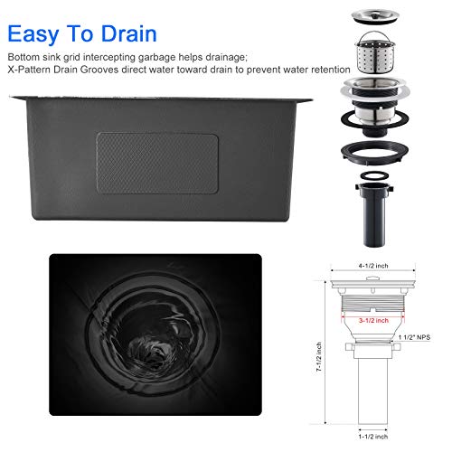 MENATT 15 x 15 Inch Undermount Bar Sink, Single Bowl Handmade Stainless
