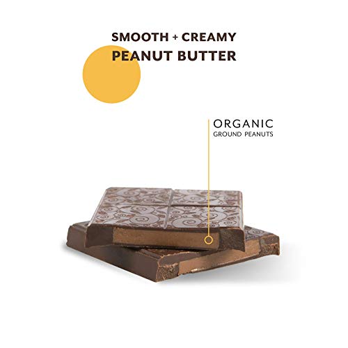 Promix Vegan Paleo Dark Chocolate - Peanut Butter Cup - 70% Cacao - No Refined Sugar - Gluten, Dairy, and Preservative Free - Low Glycemic - Healthy Organic Natural Snack - Fair Trade - 12 Bars
