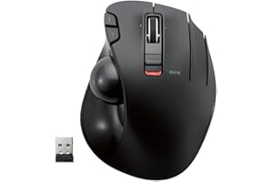 ELECOM EX-G Trackball Mouse, 2.4GHz USB Wireless, Ergonomic Design, Thumb Control, Smooth Roller Ball, Optical Tracking, 6 Programmable Buttons, Tilt Scroll, Computer Mice for Laptop PC, Windows & Mac