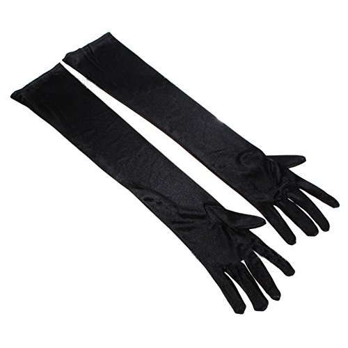 WITERY Stretchy Satin Party Fancy Bridal Wedding Prom Dress Costumes Gloves Black - Thumbnail 2