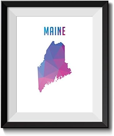Maine Wall Art Home Polygon -Home Decor Wall Art Great For Your Office Home Bedroom Living Room Art (8x10 Print)