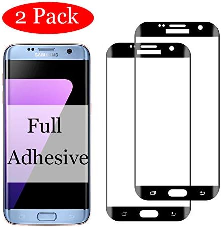 2 Pack 【Full Adhesive】 S7 Edge Screen Protector Tempered Glass Compatible with Samsung Galaxy S7edge Protective Film [9H Hardness] [3D Curved] 7edge 7s Full Cover Temper G935F G935FD G935W8 G9350