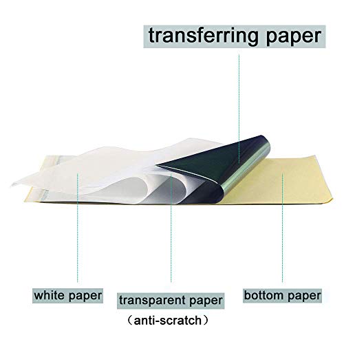 Romlon Tattoo Transfer Paper, Professional 10 Sheets Tattoo Thermal Stencil Paper A4 Paper Size with 4 layers Tattoo Transfer Paper Tattoo Copy Paper for Tattoo Machine Parts Tattoo Supplies (10PCS)