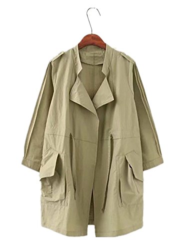 LOKOUO women's Trench Coat long Outerwear loose clothes for lady good quality Bk3X-Large
