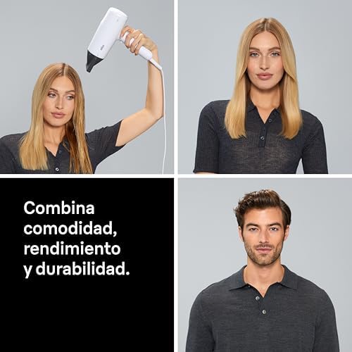 Braun HD2.21 Secador de cabelo – Secador potente com difusor e bico de secagem, tecnologia IONTEC, motor de 2200 W, 3 definições de temperatura e 2 de velocidade, acabamento branco brilhante – BRHD226E