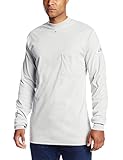 Bulwark Flame Resistant 6.25 oz Cotton Long Sleeve Tagless T-Shirt, Rib-Knit Cuff, Grey, X Large
