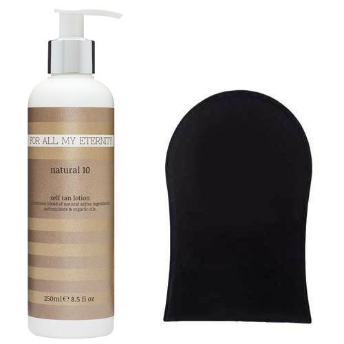 For All My Eternity Natural 10 Self Tan Lotion 250ml False Tanning Cream + LOTION MITT APPLICATOR - Natural Organic Ingredients for a Flawless Natural Sunless Tan. Best-selling UK Self Tanner Creme