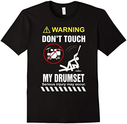 Men's DON'T TOUCH MY DRUMSET Shirt - Best GiFt Drummer Large Black